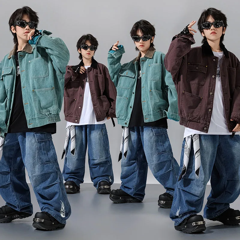 Kid Kpop Hip Hop Clothing Blue Multi Pocket Jacket Top Denim Blue Parachute Jeans Cargo Pants for Girl Boy Dance Costume Clothes
Kid Kpop Hip Hop Clothing Blue Multi Pocket Jacket Top Denim Blue Parachute Jeans Cargo Pants for Girl Boy Dance Costume Clothes