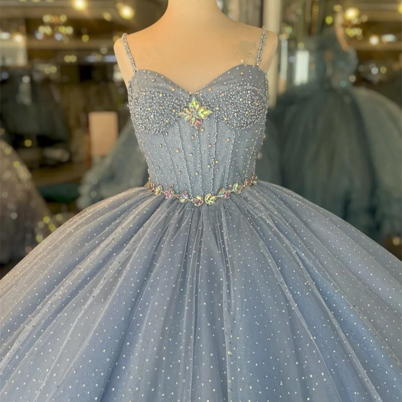 Shiny Haze Blue Quinceanera Dress off-shoulder Glitter Crystal Decal Long tail vestidos de 15 Quinceanera Customize
Shiny Haze Blue Quinceanera Dress off-shoulder Glitter Crystal Decal Long tail vestidos de 15 Quinceanera Customize