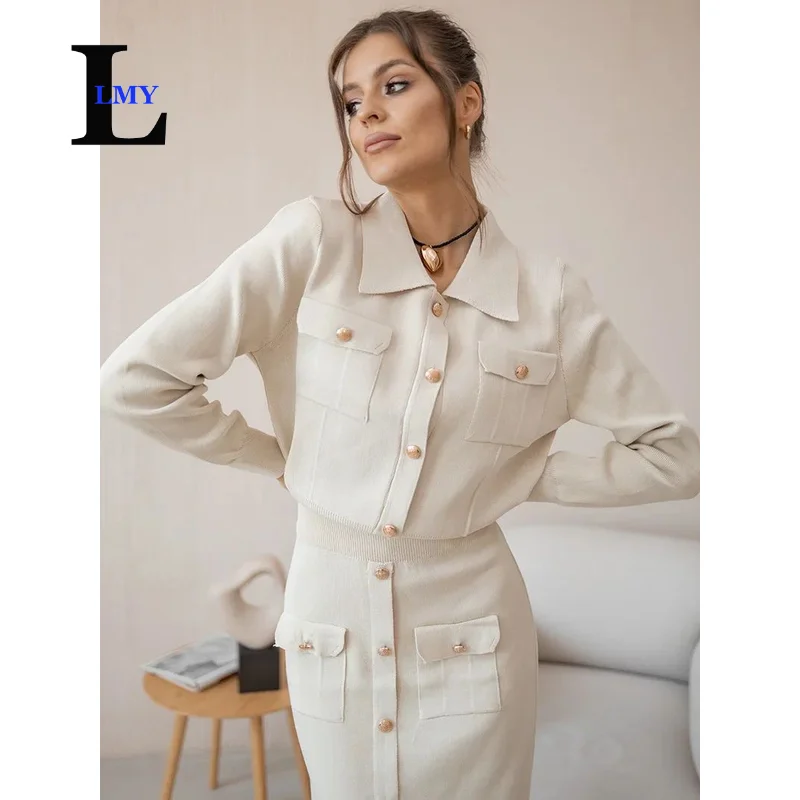 LMY Knit Blazer Skirt Set Women 2 Piece Matching Set Autumn Winter Vintage Knitted Two Piece Women Sets
LMY Knit Blazer Skirt Set Women 2 Piece Matching Set Autumn Winter Vintage Knitted Two Piece Women Sets