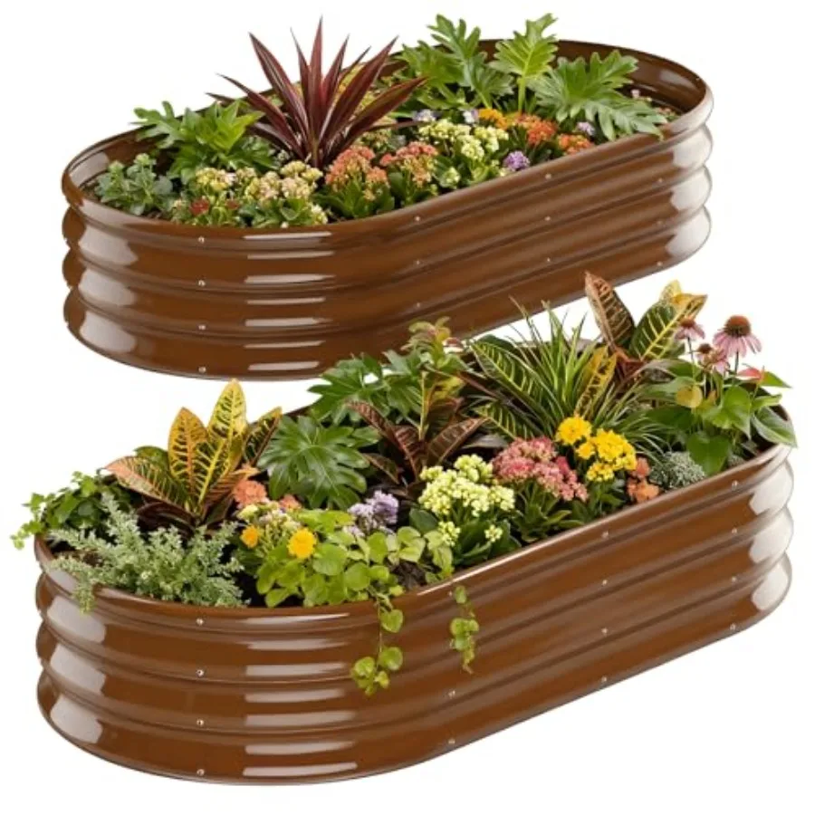 Raised Garden Bed Outdoor 2 Sets Oval Large Coating Metal Planter Box with No Heavy Metal for Vegetables Flowers Herbs
Raised Garden Bed Outdoor 2 Sets Oval Large Coating Metal Planter Box with No Heavy Metal for Vegetables Flowers Herbs