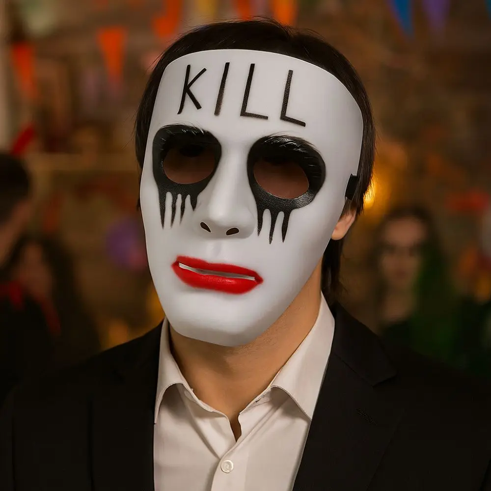 White Makeup Halloween Mask Full Face Hand-painted Hip Hop Mask Scary Masquerade Mask Anime Cosplay
White Makeup Halloween Mask Full Face Hand-painted Hip Hop Mask Scary Masquerade Mask Anime Cosplay