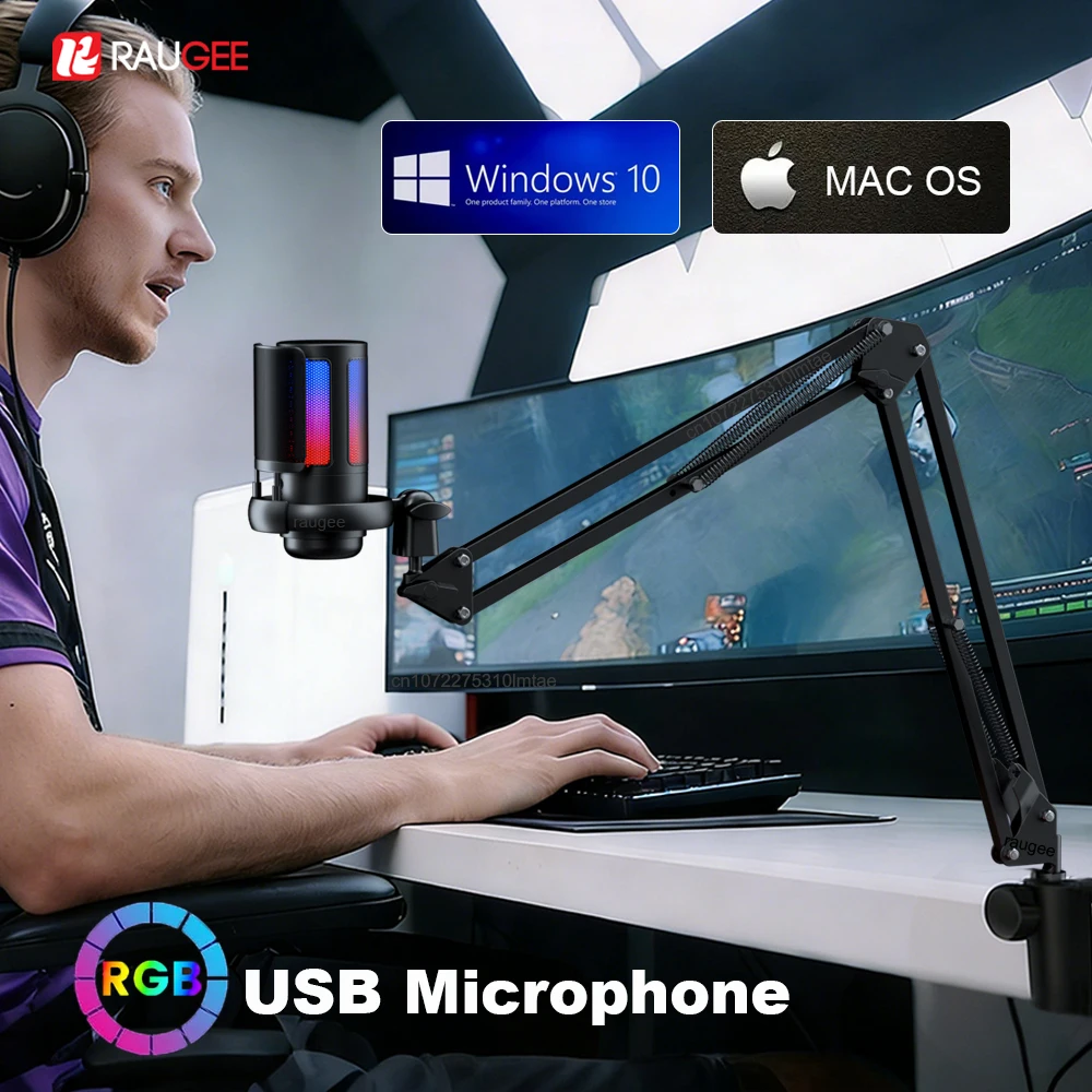 USB-микрофон Профессиональный конденсаторный микрофон со штангой для записи игр, пения, прямая трансляция, RGB-микрофон для ПК, компьютера
USB-микрофон Профессиональный конденсаторный микрофон со штангой для записи игр, пения, прямая трансляция, RGB-микрофон для ПК, компьютера