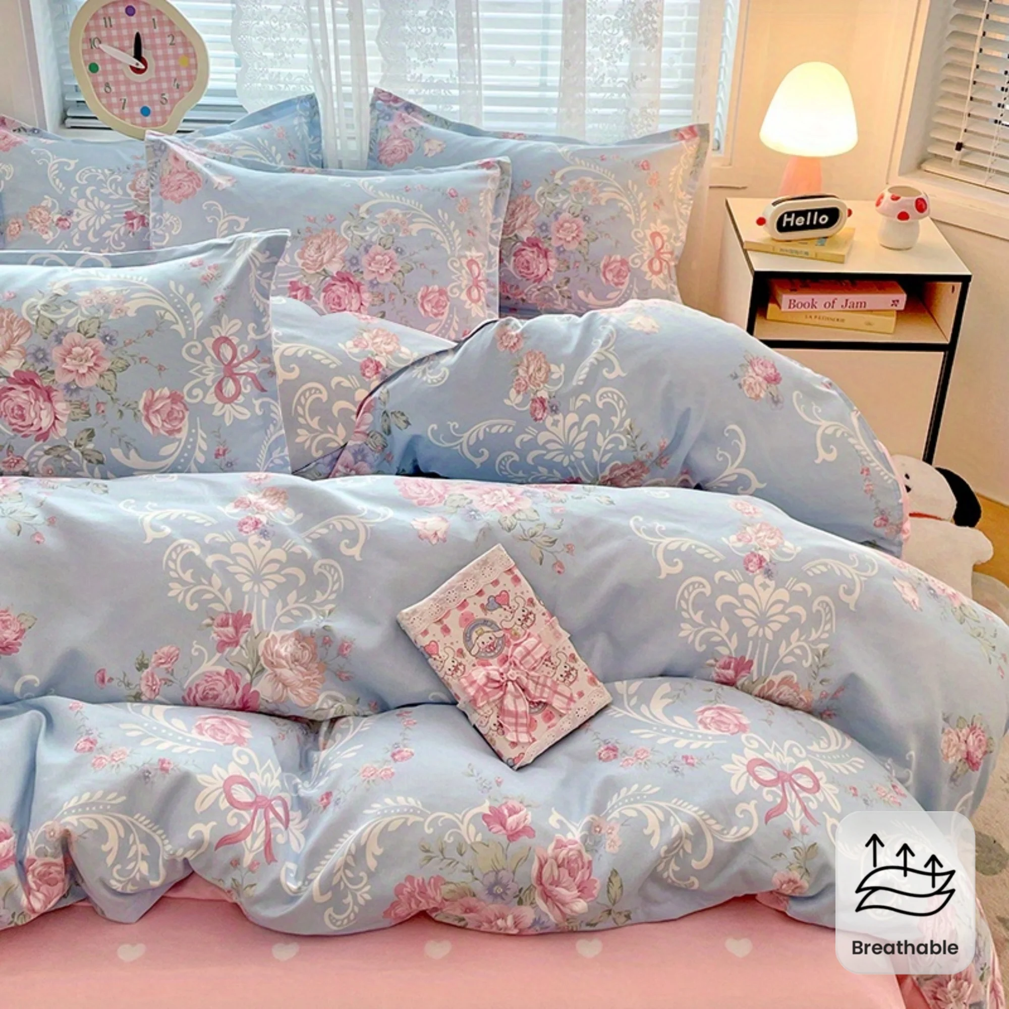 4pc Pastoral Bedding Set Soft and Skin-Friendly Quilt Duvet Cover Set Bed Linen Pillowcase Breathable Polyester Fiber Home Room
4pc Pastoral Bedding Set Soft and Skin-Friendly Quilt Duvet Cover Set Bed Linen Pillowcase Breathable Polyester Fiber Home Room