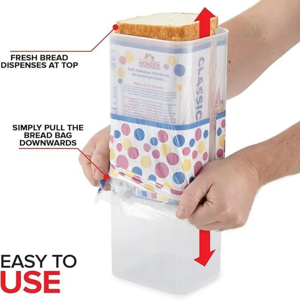 Plastic Transparent Bread Dispenser Airtight Lid Rectangular Bread Storage Container Leakproof Loaf Storage Saver