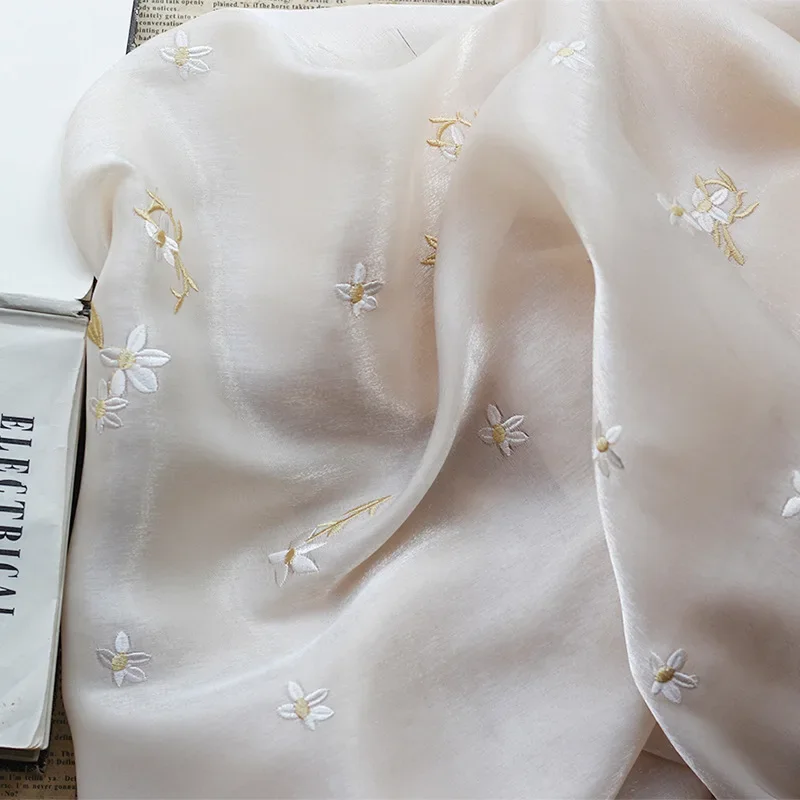 Bright Silk Satin Embroidered Fabric Small Floral Chiffon Spring Summer Dress Sewing Fabric
Bright Silk Satin Embroidered Fabric Small Floral Chiffon Spring Summer Dress Sewing Fabric