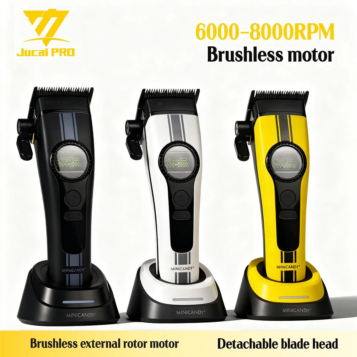 JUCAI MINICANDY Professional Hair Clipper 6000-8000RPM 5-speed Adjustment Brushless Motor DLC Blade Detachable Blade Head Man
JUCAI MINICANDY Professional Hair Clipper 6000-8000RPM 5-speed Adjustment Brushless Motor DLC Blade Detachable Blade Head Man