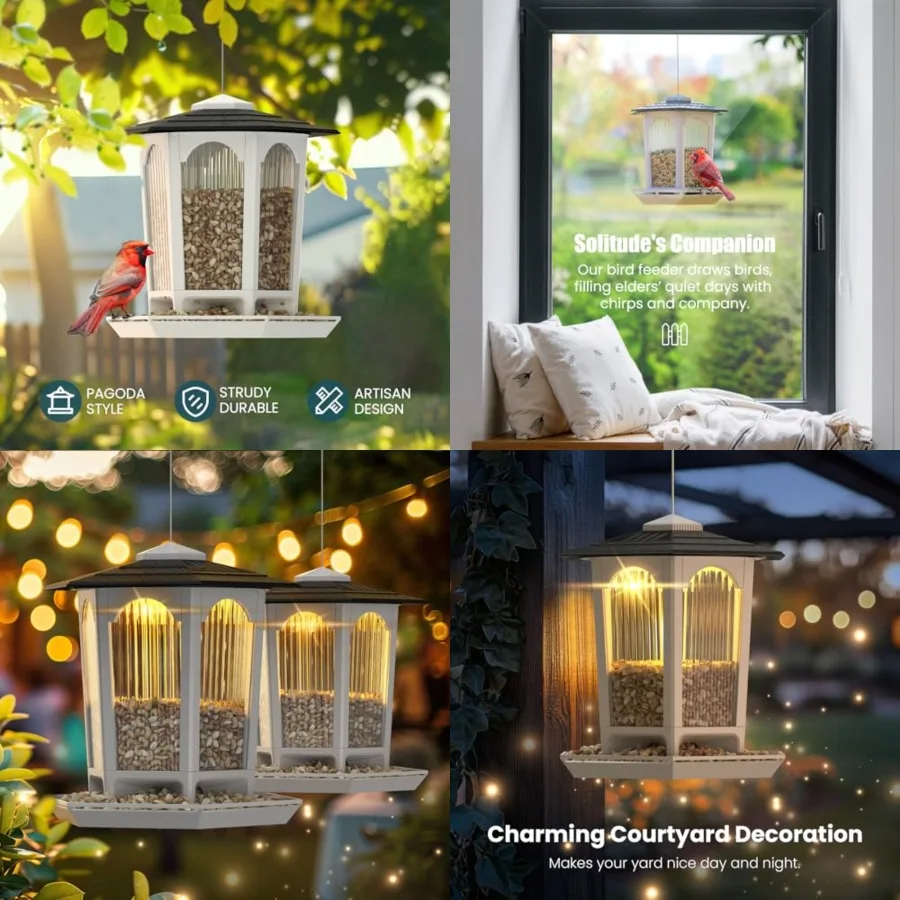 2 Pack Solar Bird Feeders for Outdoors Hanging - Attract Wild Birds and Cardinals, Elegant Minimalist Design, Garden Décor, Uni
2 Pack Solar Bird Feeders for Outdoors Hanging - Attract Wild Birds and Cardinals, Elegant Minimalist Design, Garden Décor, Uni