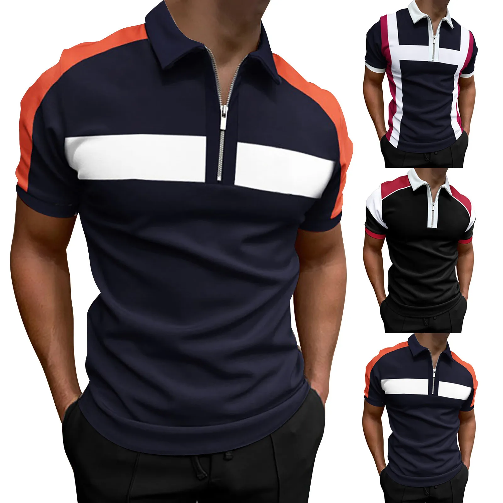 Pack T Shirts for Men Men's Shirt Summer Outfits Casual Zipper Up Color Block Short Sleeve Shirt Suit T Shirts Summer Tops Men
Pack T Shirts for Men Men's Shirt Summer Outfits Casual Zipper Up Color Block Short Sleeve Shirt Suit T Shirts Summer Tops Men