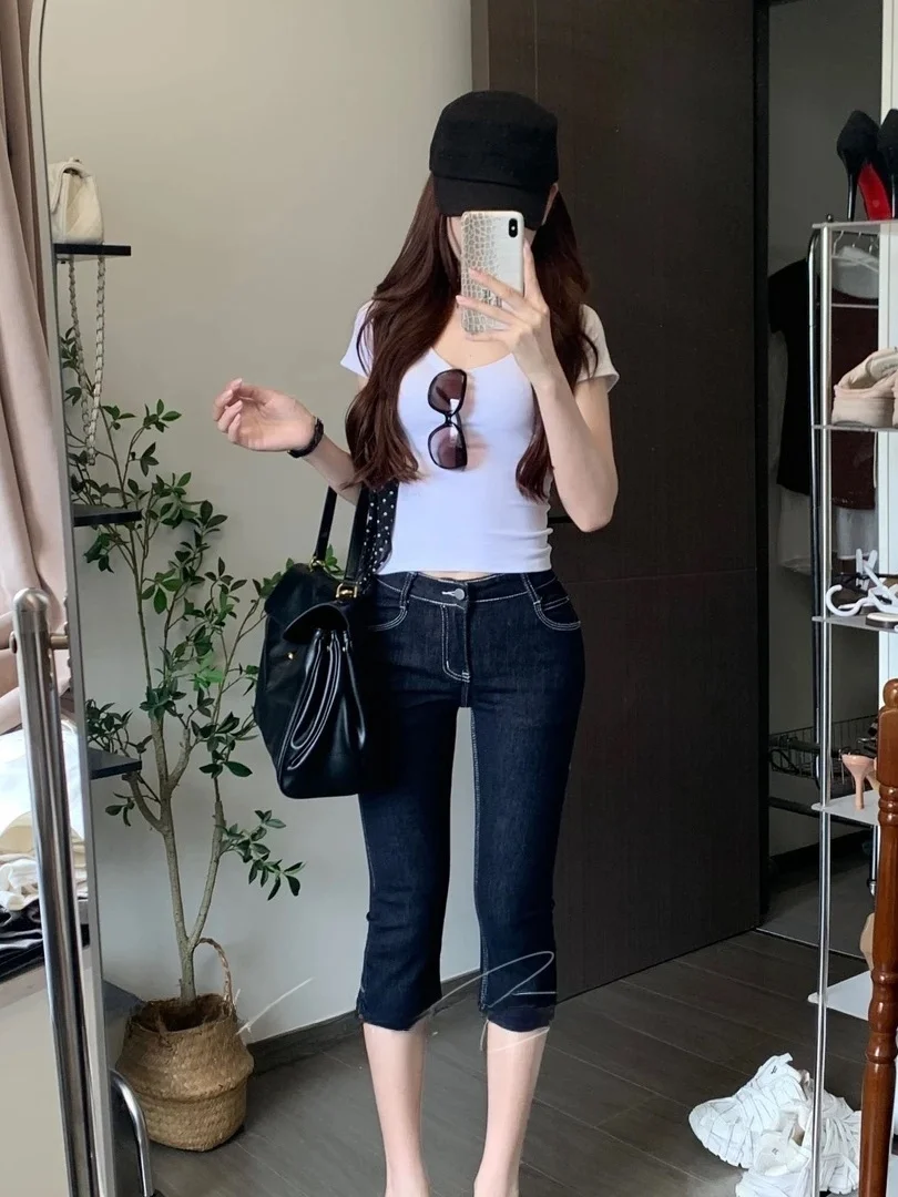 American Style High Waist Slim Fit Bell Bottom Jeans Elastic Slimming Pants High Elasticity Seven-Foot Denim Skinnies
American Style High Waist Slim Fit Bell Bottom Jeans Elastic Slimming Pants High Elasticity Seven-Foot Denim Skinnies