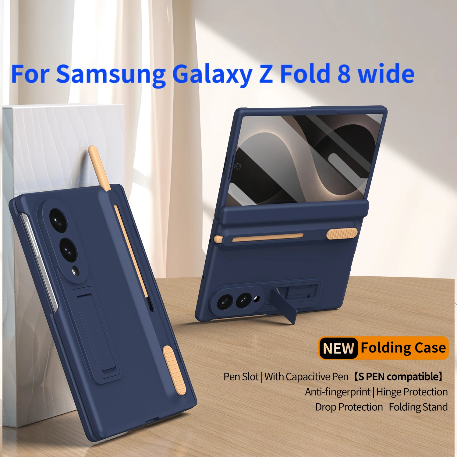 Original protective hinge case for Samsung Galaxy Z Fold 8 wide, including stylus, foldable tempered glass film, and stand
Original protective hinge case for Samsung Galaxy Z Fold 8 wide, including stylus, foldable tempered glass film, and stand