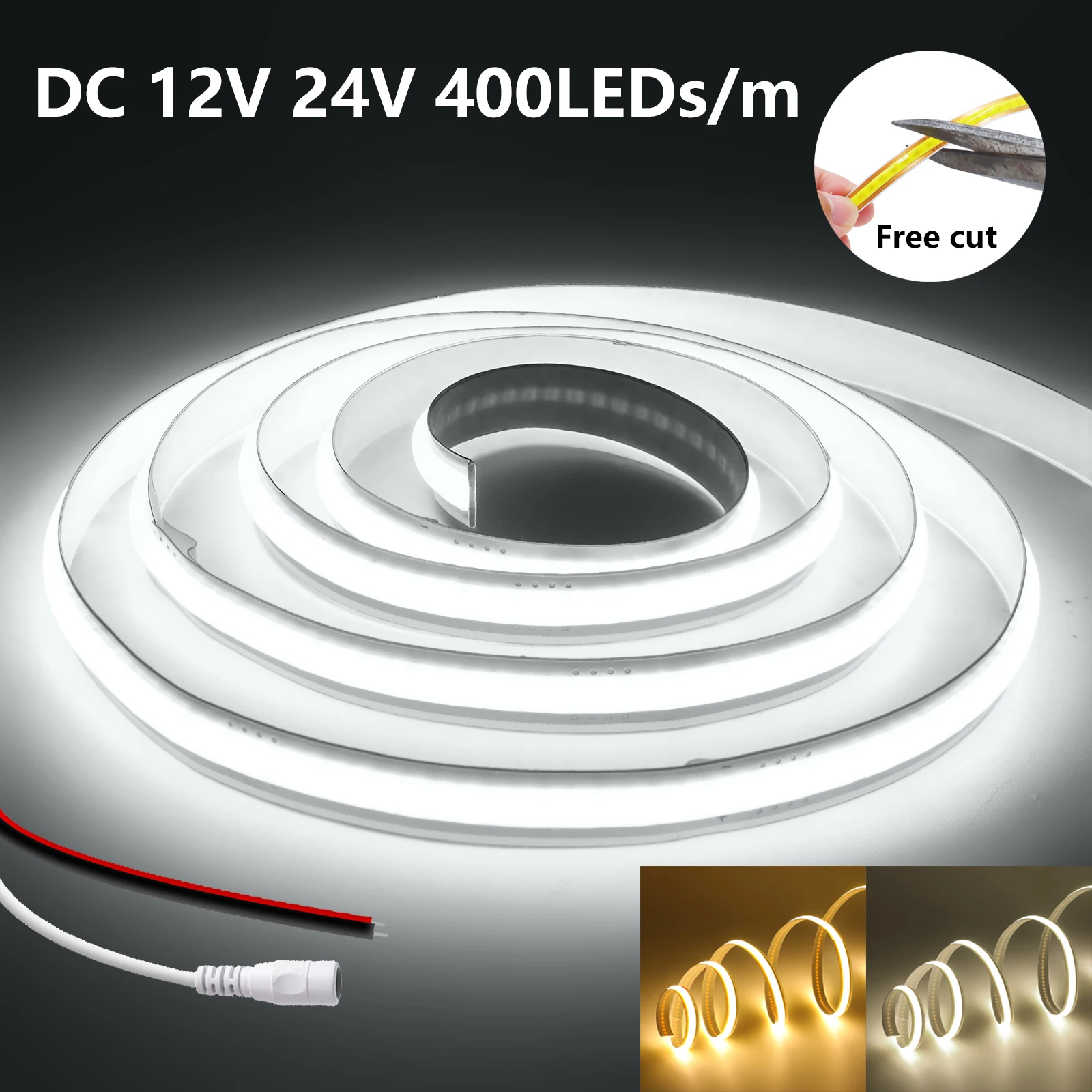 8mm COB LED Strip 12V 24V Free Cut 400LEDs/m High Density Flexible LED Tape Warm Natural White for Christmas DIY Sign Lightbox
8mm COB LED Strip 12V 24V Free Cut 400LEDs/m High Density Flexible LED Tape Warm Natural White for Christmas DIY Sign Lightbox