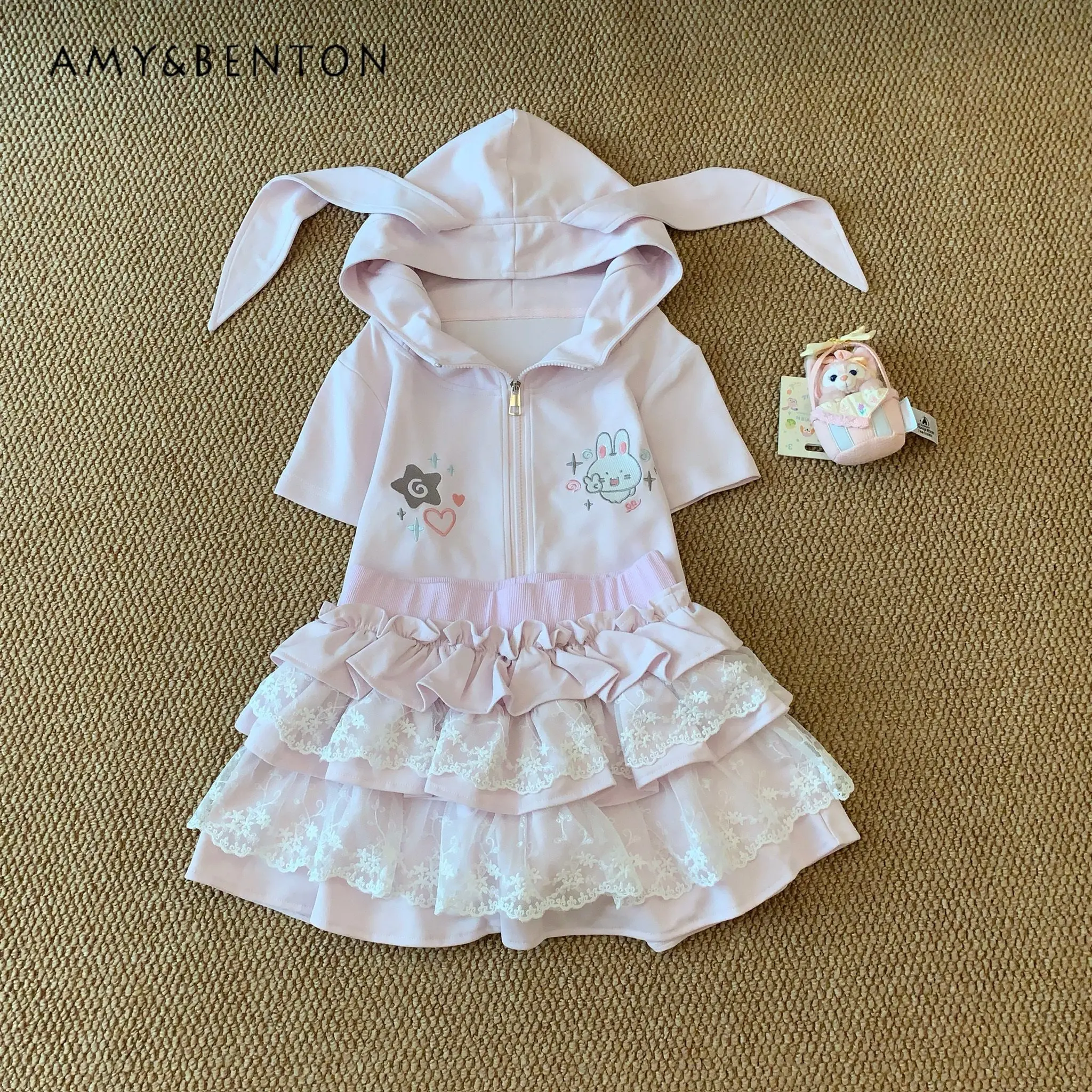 Cute Rabbit Ear Slim Hooded Jacket Cake Skirt Two-piece Set Women Summer Japanese College Style Sweet Girl Versatile Casual Suit
Cute Rabbit Ear Slim Hooded Jacket Cake Skirt Two-piece Set Women Summer Japanese College Style Sweet Girl Versatile Casual Suit