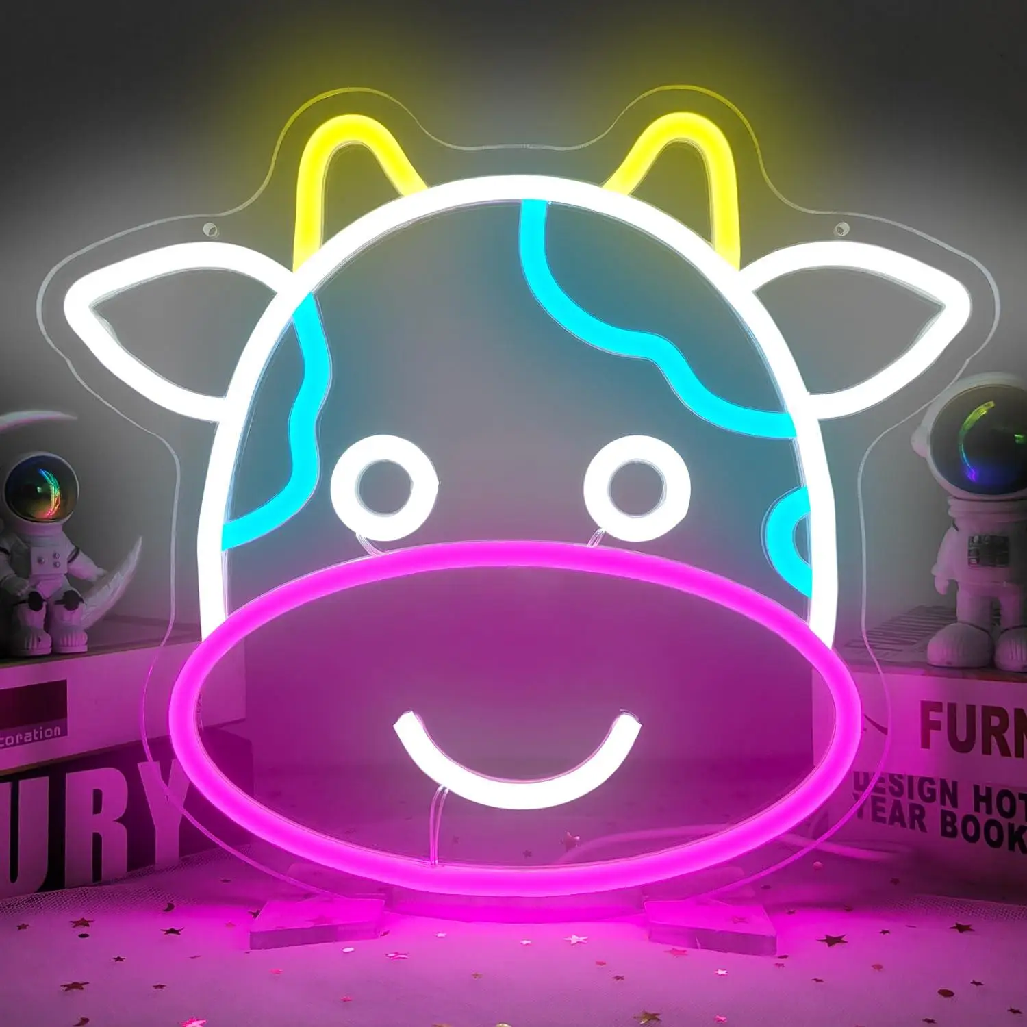 Cow Neon Sign Dimmable USB LED Wall Decor Light Up Sign for Kids Bedroom Cute Animal Themed Party Art Decor Night Light Gift
Cow Neon Sign Dimmable USB LED Wall Decor Light Up Sign for Kids Bedroom Cute Animal Themed Party Art Decor Night Light Gift