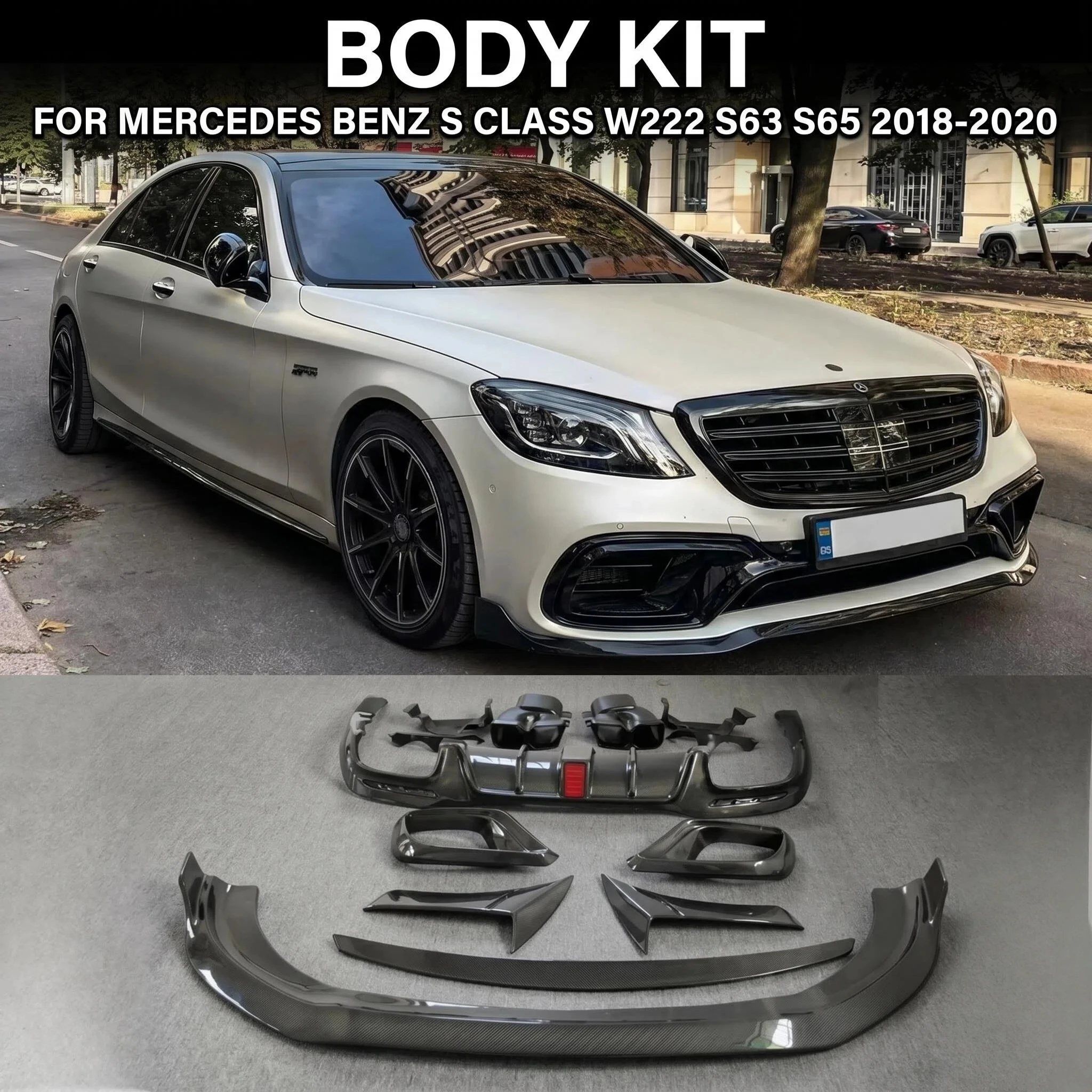 Bumper Body Kit For Mercedes Benz S Class W222 S63 S65 2018-2020 Forged Carbon Fiber Front Lip Rear Diffuser Side Skirts Spoiler
Bumper Body Kit For Mercedes Benz S Class W222 S63 S65 2018-2020 Forged Carbon Fiber Front Lip Rear Diffuser Side Skirts Spoiler