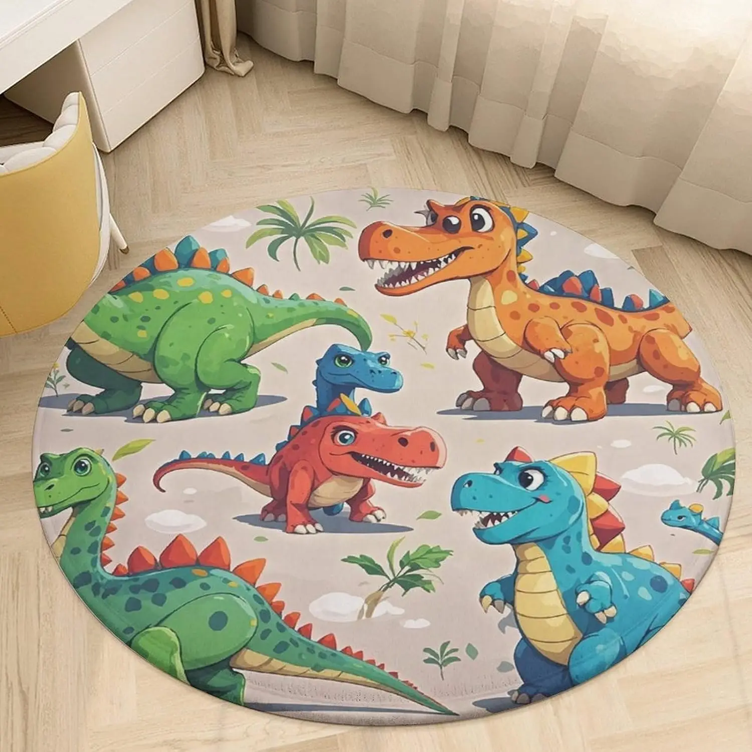 Cartoon Dinosaur Round Rug Washable Area Rugs Indoor Circle Door Mat Soft Non-Slip Carpet for Living Room Bedroom Dining Room
Cartoon Dinosaur Round Rug Washable Area Rugs Indoor Circle Door Mat Soft Non-Slip Carpet for Living Room Bedroom Dining Room