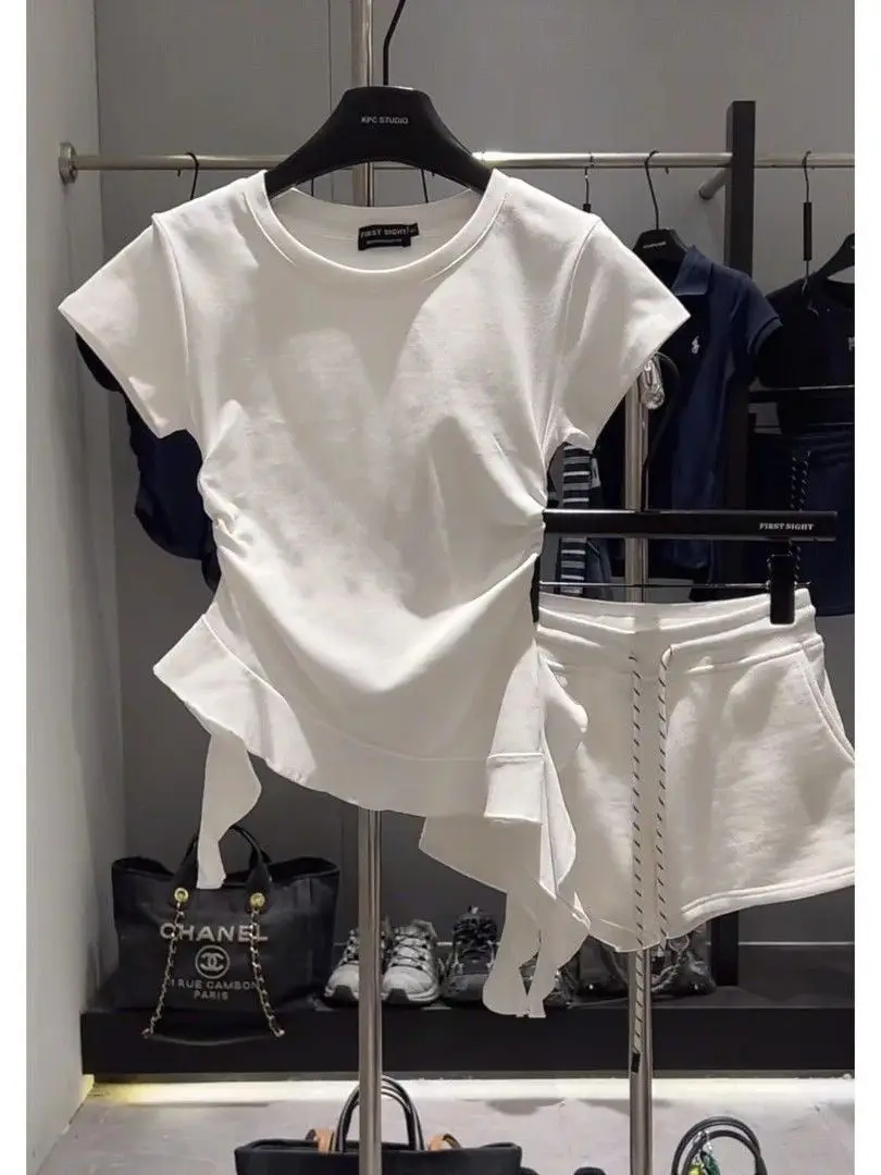 Summer Trend Irregular Hem Casual Sportswear Set Women's Korean Sle Sweet Faion Age Reduction Two Piece Set Cotton Material
Summer Trend Irregular Hem Casual Sportswear Set Women's Korean Sle Sweet Faion Age Reduction Two Piece Set Cotton Material