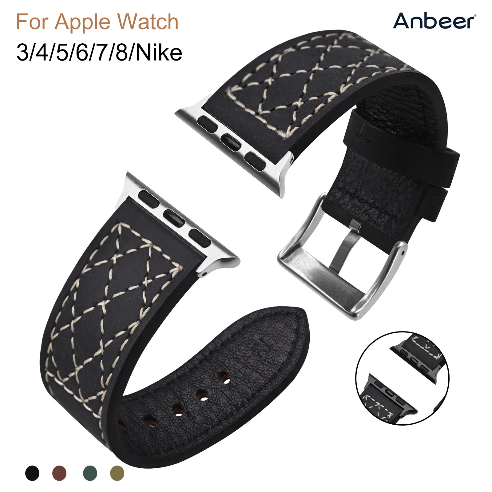 Anbeer Genuine Leather Watch Band Apple Watch 41mm 42mm 44mm 45mm 49mm for Men and Women 22mm Sport Watch Strap iWatch 9,ultra 2
Anbeer Genuine Leather Watch Band Apple Watch 41mm 42mm 44mm 45mm 49mm for Men and Women 22mm Sport Watch Strap iWatch 9,ultra 2