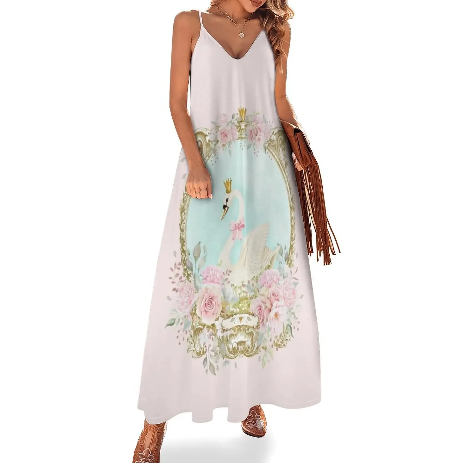 The Shabby White Swan, romantic with pink flowers Sleeveless Dress dress for woman summer clothes Elegant gowns Summer skirt
The Shabby White Swan, romantic with pink flowers Sleeveless Dress dress for woman summer clothes Elegant gowns Summer skirt