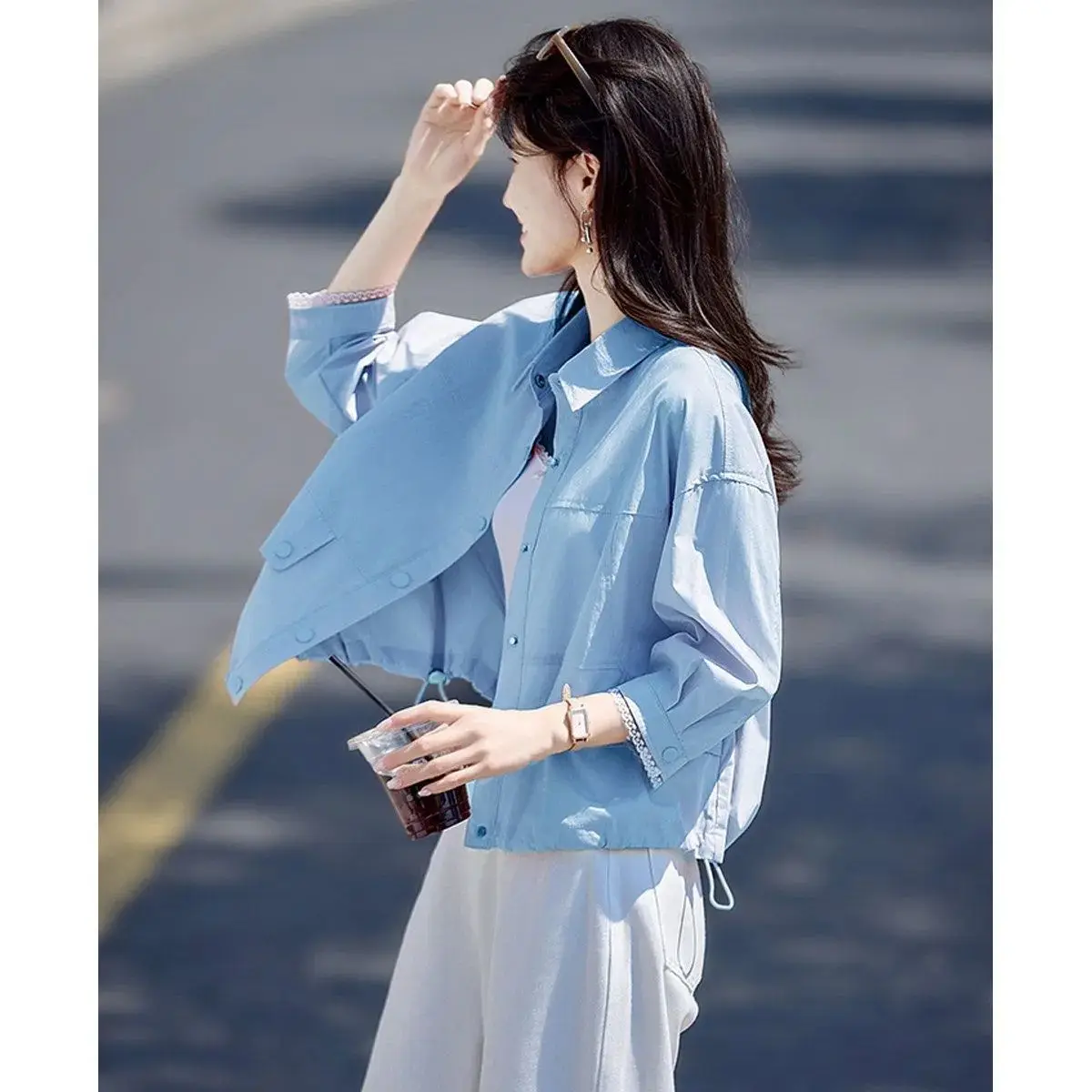 Women's Shirt 2026Lapel Spring Summer New Jacket Single-breasted Coat Casual Loose Outwear Polo Collar Short Overwear Ladies Top
Women's Shirt 2026Lapel Spring Summer New Jacket Single-breasted Coat Casual Loose Outwear Polo Collar Short Overwear Ladies Top
