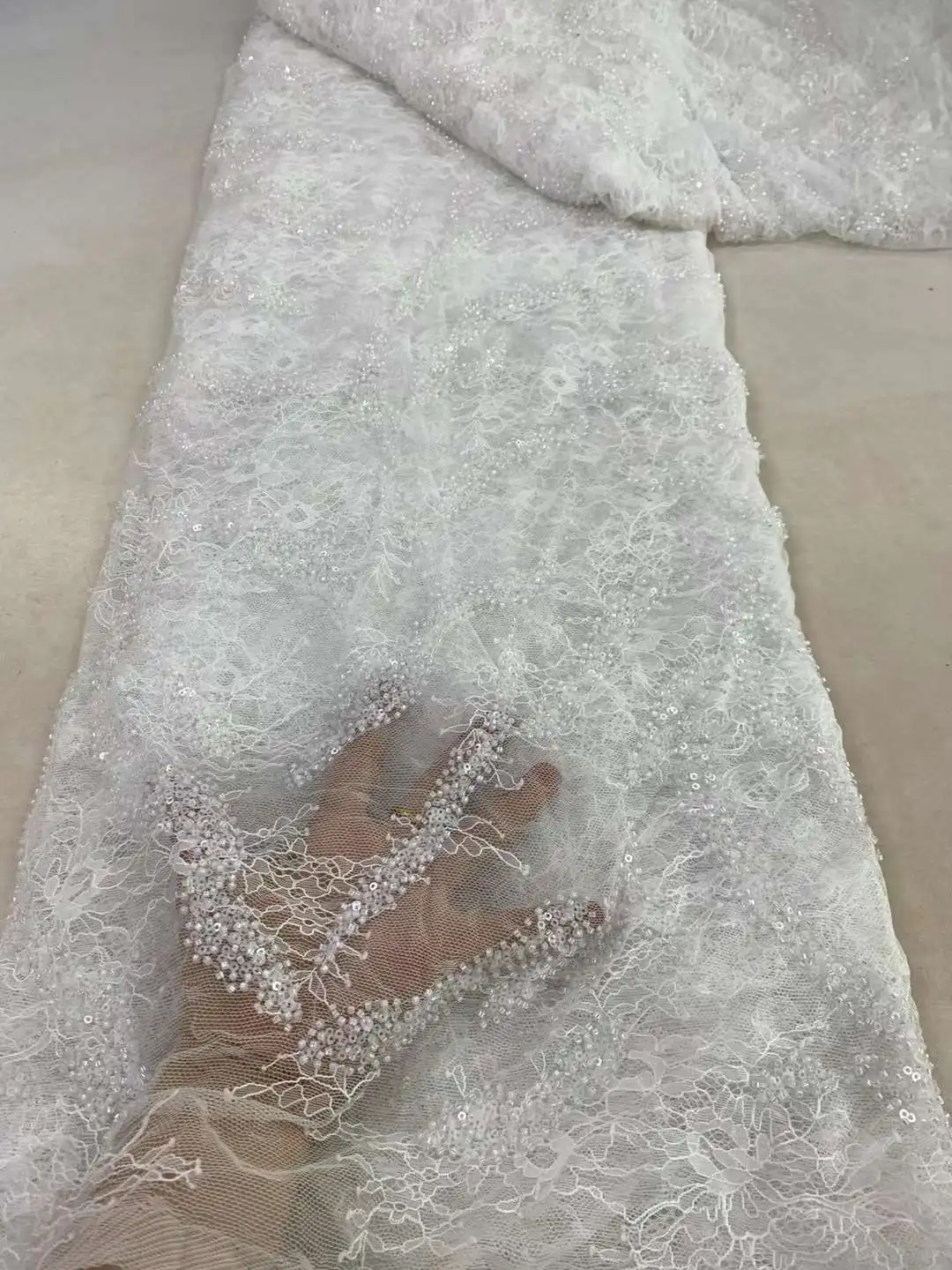 African Beaded Lace Net Fabric 5 Yards 2024 High Quality Nigerian Wedding Material Luxury Sequin Beads Fabric for Dresses Sewing
African Beaded Lace Net Fabric 5 Yards 2024 High Quality Nigerian Wedding Material Luxury Sequin Beads Fabric for Dresses Sewing