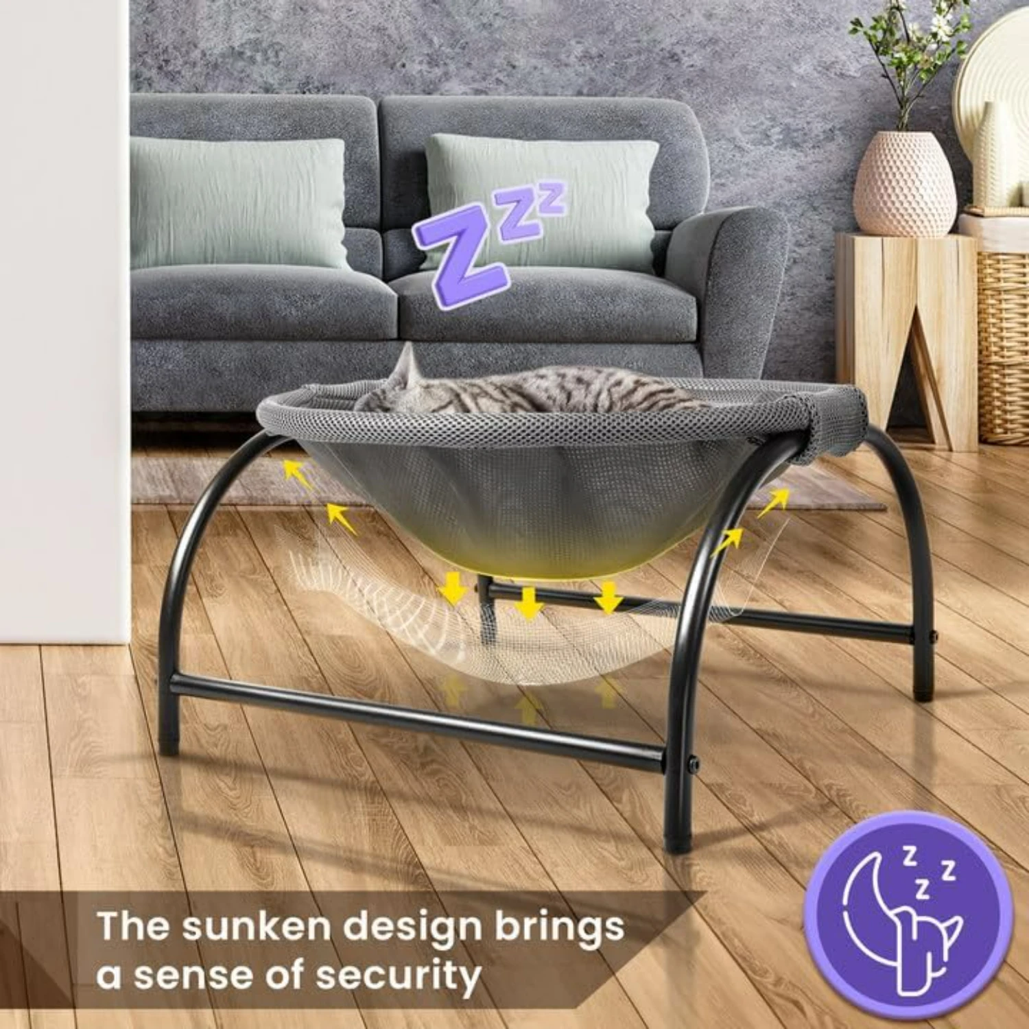 Breathable and Detachable Medium Cat Bed with Easy Assembly, Ideal for Indoor and Outdoor Use, Features Mesh Material for Added
Breathable and Detachable Medium Cat Bed with Easy Assembly, Ideal for Indoor and Outdoor Use, Features Mesh Material for Added