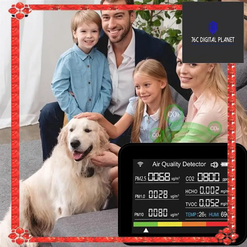 Tuya WIFI тестер качества воздуха черный ABS CO2/TVOC/HCHO/PM2.5/PM1.0/PM10/температура/влажность/дата/будильник/секундомер CO2 метр
Tuya WIFI тестер качества воздуха черный ABS CO2/TVOC/HCHO/PM2.5/PM1.0/PM10/температура/влажность/дата/будильник/секундомер CO2 метр