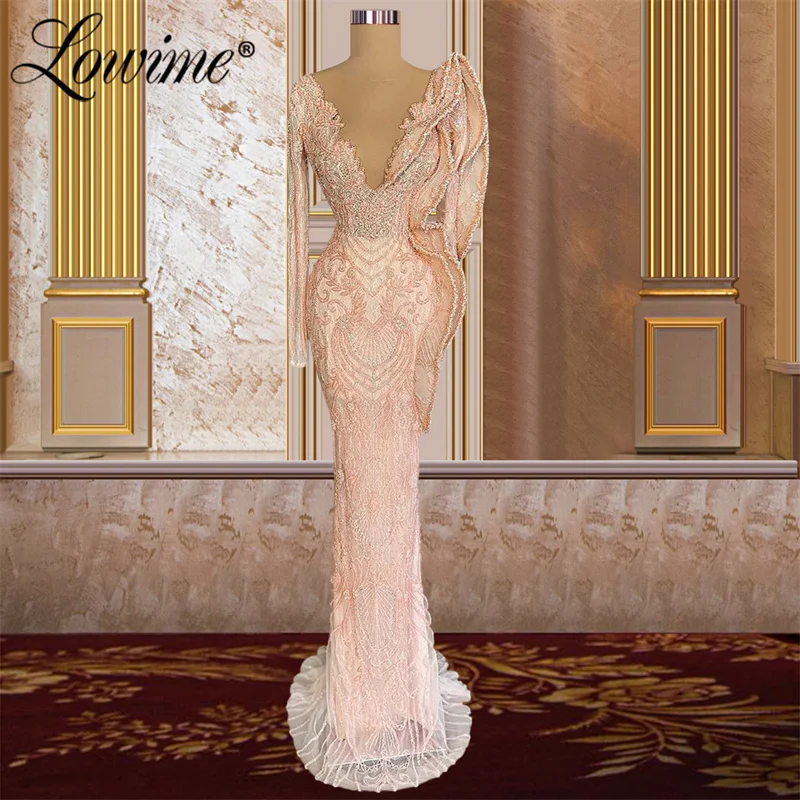 Pink Long Sleeves Beaded V Neck Evening Dresses Mermaid Evening Party Dresses For Women Dubai Arabic Prom Dresses Plus Size 2022
Pink Long Sleeves Beaded V Neck Evening Dresses Mermaid Evening Party Dresses For Women Dubai Arabic Prom Dresses Plus Size 2022