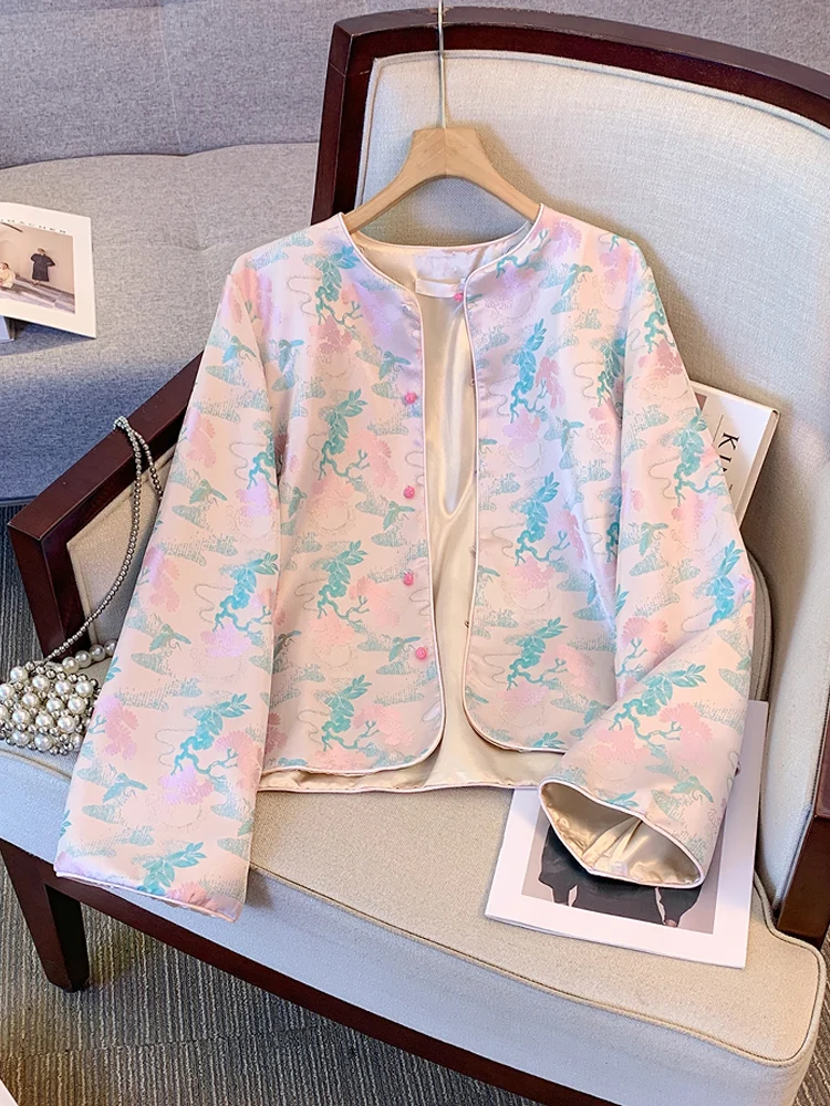 New Chinese Style Short Embroidered Jacket Women's round Neck Improved Tang Costume Pink Spring Fashion plus Size Outerwear
New Chinese Style Short Embroidered Jacket Women's round Neck Improved Tang Costume Pink Spring Fashion plus Size Outerwear