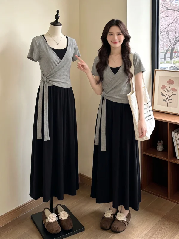 Black Strapless Dress Belted Waist Outerwear Two-Piece Set plus Size Women's Fashion Summer 2026 Casual Commute Style
Black Strapless Dress Belted Waist Outerwear Two-Piece Set plus Size Women's Fashion Summer 2026 Casual Commute Style