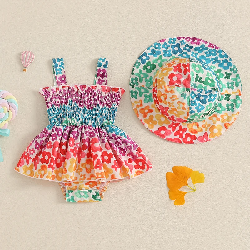 Listenwind Baby Girl Summer Clothes Floral/Rainbow Stripe Print Sleeveless Romper Dress with Hat 2Pcs Set
Listenwind Baby Girl Summer Clothes Floral/Rainbow Stripe Print Sleeveless Romper Dress with Hat 2Pcs Set