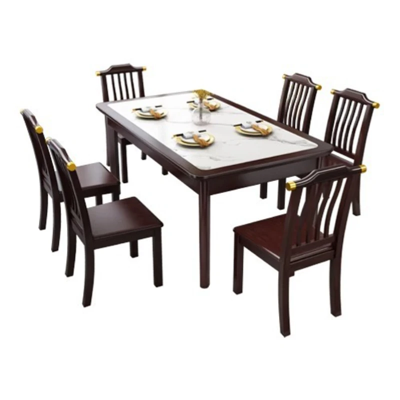 Super crystal stone all solid wood dining table and chair combination, rectangular household Chinese dining table
Super crystal stone all solid wood dining table and chair combination, rectangular household Chinese dining table