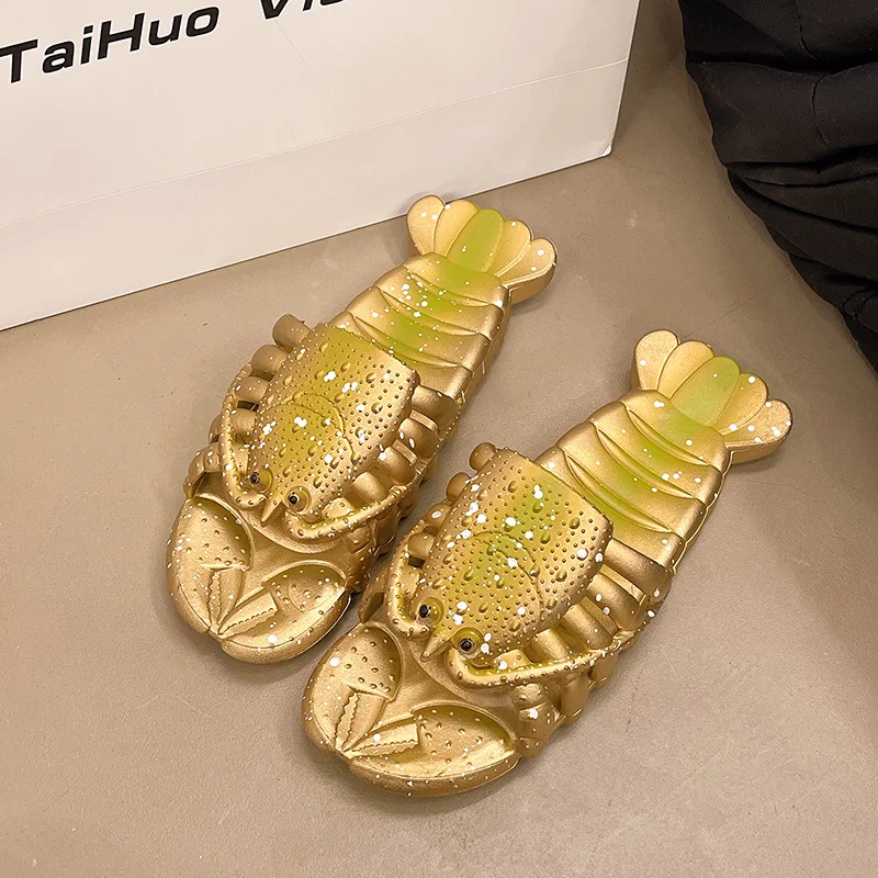 Cartoon Lobster Funny Slippers Men Slides Luxury Golden Women's Home Slippers Summer Flat Beach Mens Shoes zapatos para hombre
Cartoon Lobster Funny Slippers Men Slides Luxury Golden Women's Home Slippers Summer Flat Beach Mens Shoes zapatos para hombre