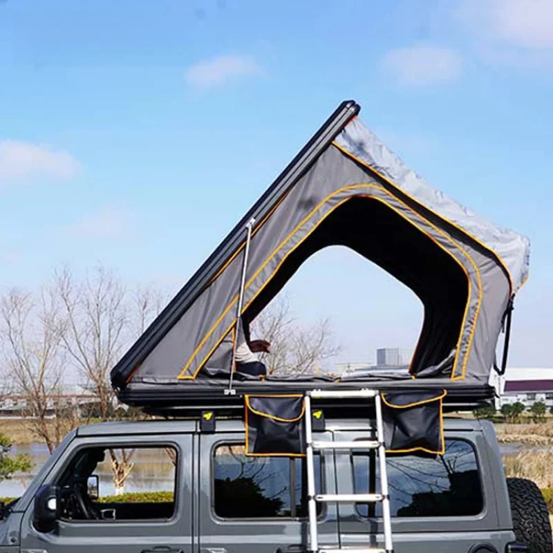 4x4 SUV Triangle Aluminium Hard Shell Grey Rooftop Tent
4x4 SUV Triangle Aluminium Hard Shell Grey Rooftop Tent