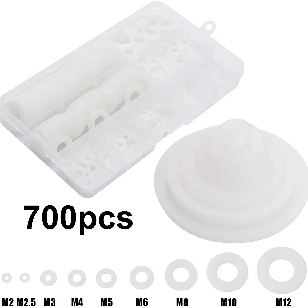 700PCS White Plastic Flat Washers Nylon Washers 9 Sizes Washers Assortment Set Home Improvement Hardware Accessories
700PCS White Plastic Flat Washers Nylon Washers 9 Sizes Washers Assortment Set Home Improvement Hardware Accessories
