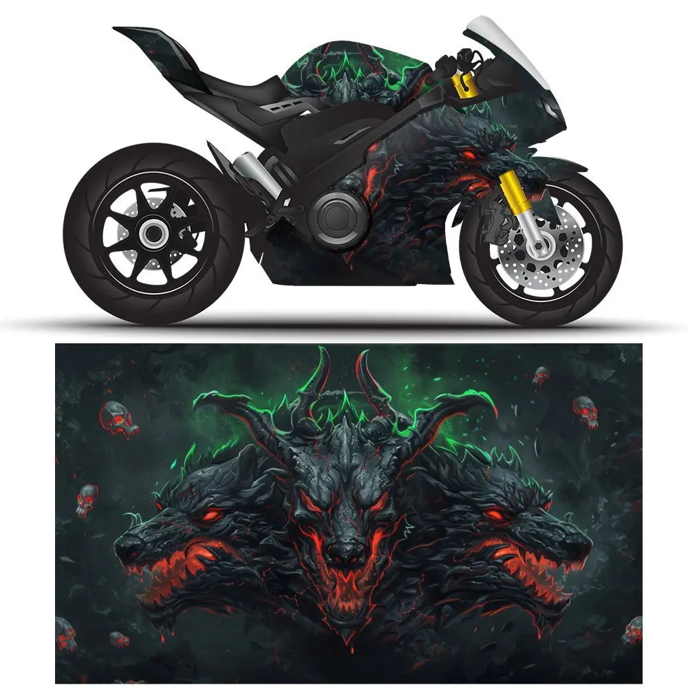 Three Headed Demon Wolf Motorcycle Decal, Motorcycle PVC Protection Film, Waterproof Self-Adhesive Dust Proof Vinyl, DIY Easy In
Three Headed Demon Wolf Motorcycle Decal, Motorcycle PVC Protection Film, Waterproof Self-Adhesive Dust Proof Vinyl, DIY Easy In