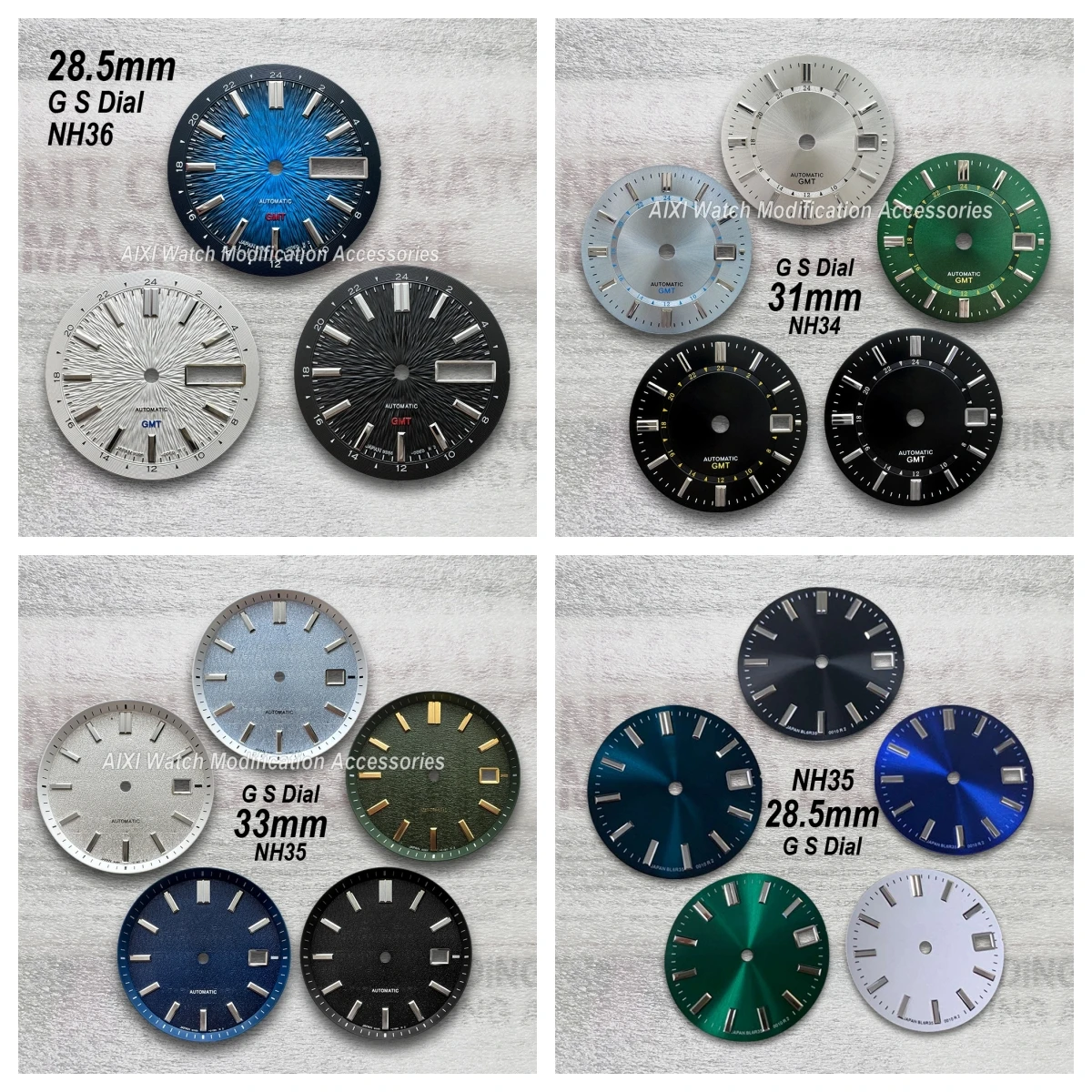 28.5mm/31mm/33mm High Quality G S Logo GMT Dial For NH34/NH35/MH36 Movement Sunburst/Matte Watch Modification Accessories
28.5mm/31mm/33mm High Quality G S Logo GMT Dial For NH34/NH35/MH36 Movement Sunburst/Matte Watch Modification Accessories 