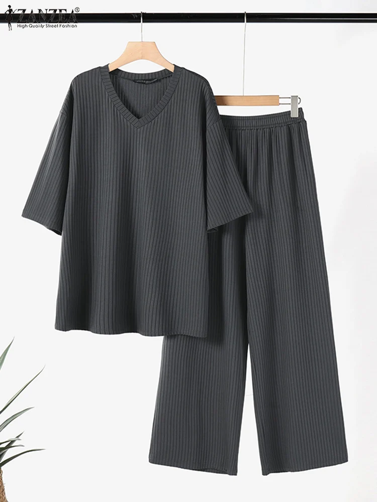 ZANZEA Korean Style Solid Outfits 2025 Summer Casual 2 Piece Suits Holiday 3/4 Sleeve Tops Sets Wide Leg Elastic Waist Pant Sets
ZANZEA Korean Style Solid Outfits 2025 Summer Casual 2 Piece Suits Holiday 3/4 Sleeve Tops Sets Wide Leg Elastic Waist Pant Sets