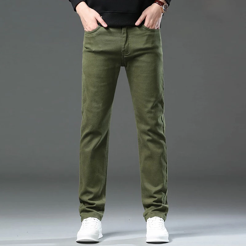 Мужские элегантные повседневные облегающие джинсы со средней посадкой, мужские свободные прямые эластичные джинсовые брюки, элитные модные глиняно-желтые брюки
Мужские элегантные повседневные облегающие джинсы со средней посадкой, мужские свободные прямые эластичные джинсовые брюки, элитные модные глиняно-желтые брюки