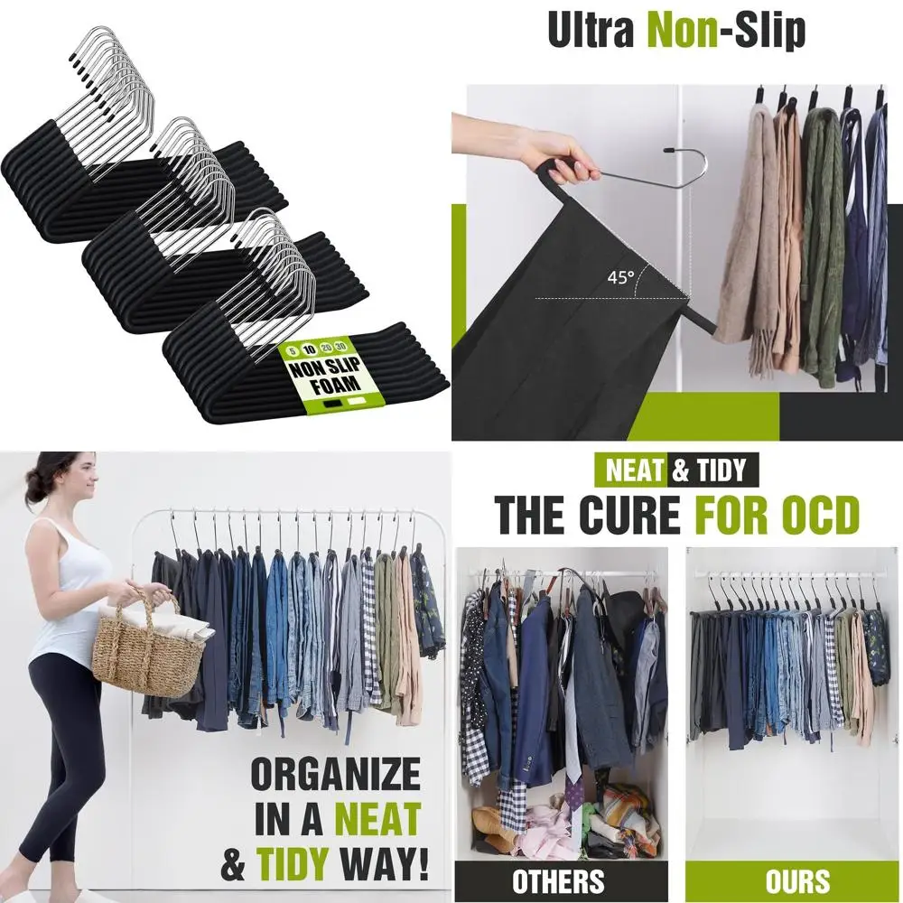 Нескользящие вешалки с пенопластовой подкладкой — сверхпрочные хромированные, компактные, черные, упаковка из 30 шт.
Нескользящие вешалки с пенопластовой подкладкой — сверхпрочные хромированные, компактные, черные, упаковка из 30 шт.