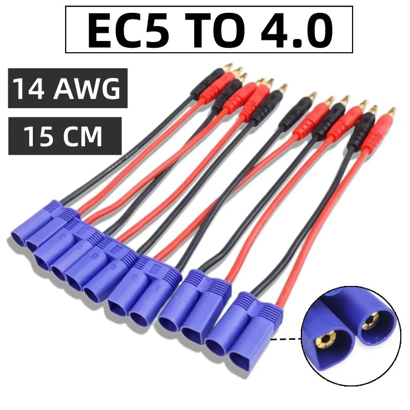 EC5 Connector to 4.0mm Male Banana Plugs Charge Cable 14AWG Silicone Wire 15CM for RC Lipo Battery IMAX B6
EC5 Connector to 4.0mm Male Banana Plugs Charge Cable 14AWG Silicone Wire 15CM for RC Lipo Battery IMAX B6
