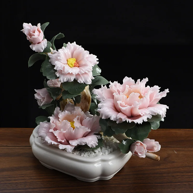 Flowers bloom rich ceramics hand-kneaded peony flower basket ornament craft desktop ornament office living room gift
Flowers bloom rich ceramics hand-kneaded peony flower basket ornament craft desktop ornament office living room gift