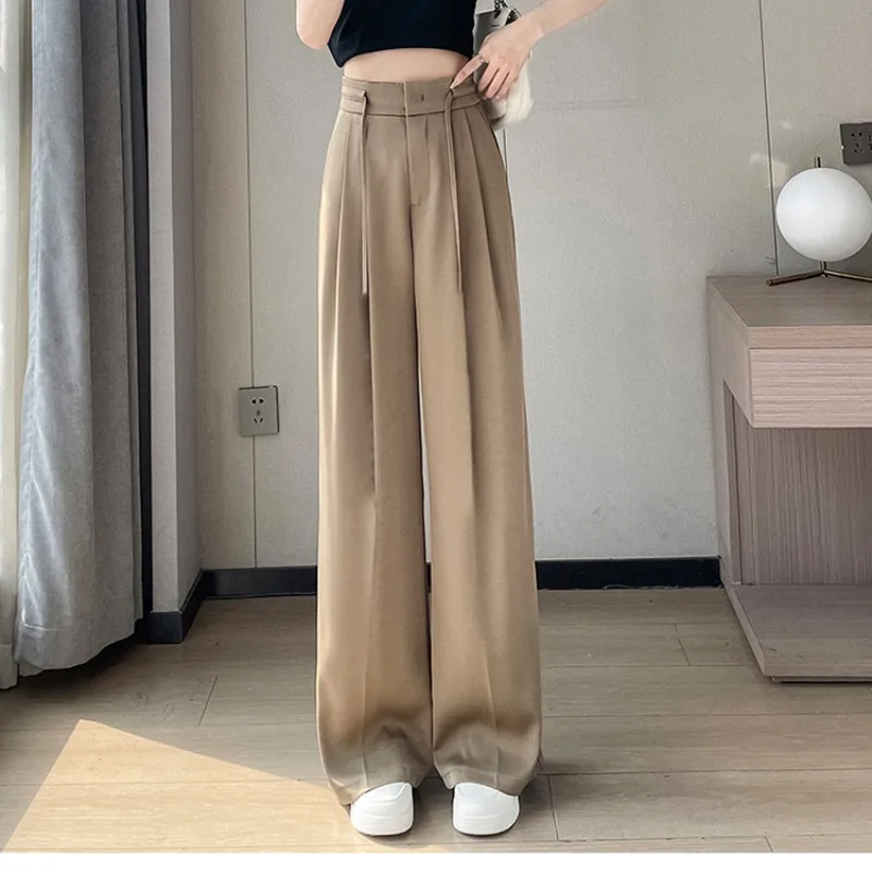 Women's Spring Autumn High Waist Pockets Zipper Solid Drawstring Casual Sports Wide Leg Loose Trousers Fashion Office Lady Pants
Women's Spring Autumn High Waist Pockets Zipper Solid Drawstring Casual Sports Wide Leg Loose Trousers Fashion Office Lady Pants