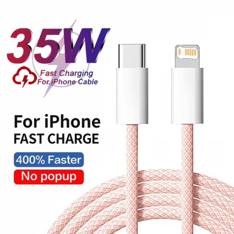 35W Braided Fast Charge PD Cable For iPhone 13 14 Pro Max 11 12 mini X XR XS Max 7 8 Plus Quick Charging USB-C Data Cables 1m 2m
35W Braided Fast Charge PD Cable For iPhone 13 14 Pro Max 11 12 mini X XR XS Max 7 8 Plus Quick Charging USB-C Data Cables 1m 2m