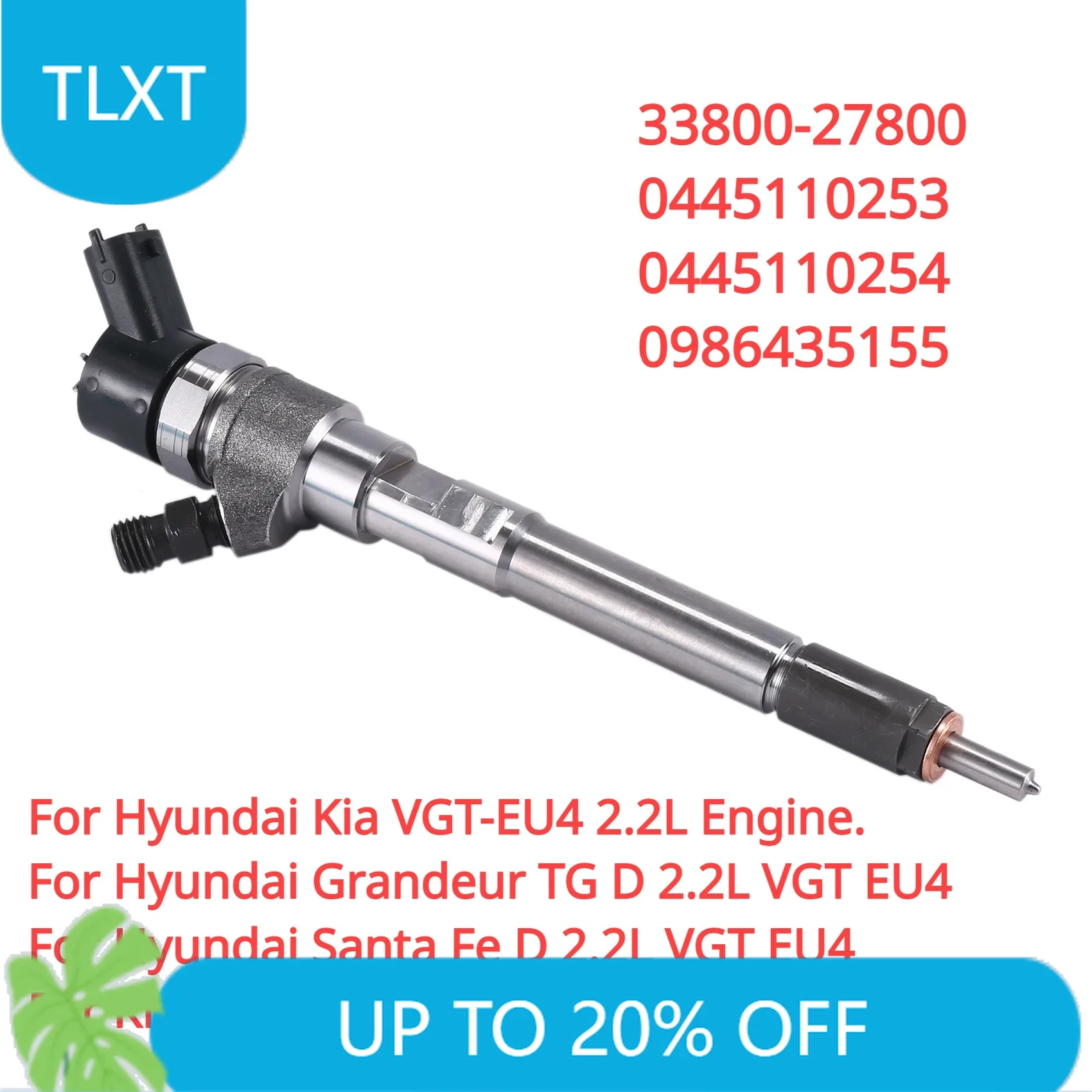 33800-27800 0445110253 0445110254 New CRDI Diesel Fuel Injector For Hyundai Santa Fe KIA VGT EU4 2.2L Engine
33800-27800 0445110253 0445110254 New CRDI Diesel Fuel Injector For Hyundai Santa Fe KIA VGT EU4 2.2L Engine