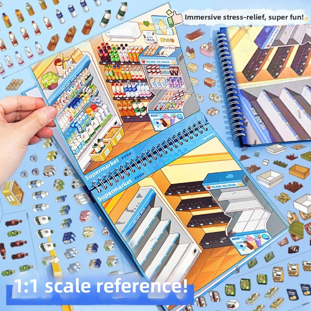 Cute Scenery Sticker Book Large Size 11 Scenes 33 Sheets Miniature Scene Sticker PET Die Cut Shop Scene Stickers Children Gifts
Cute Scenery Sticker Book Large Size 11 Scenes 33 Sheets Miniature Scene Sticker PET Die Cut Shop Scene Stickers Children Gifts