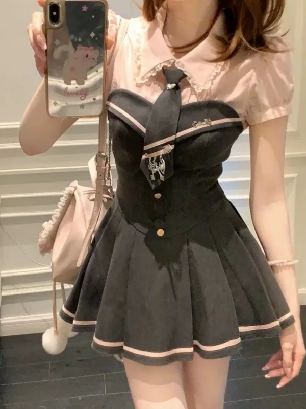 Sweet Academic Sibling College Sle Two-Piece Set Square Collar Lace Blouse Top And Waist-Cinching Dr Summer Faion Ense...
Sweet Academic Sibling College Sle Two-Piece Set Square Collar Lace Blouse Top And Waist-Cinching Dr Summer Faion Ense...