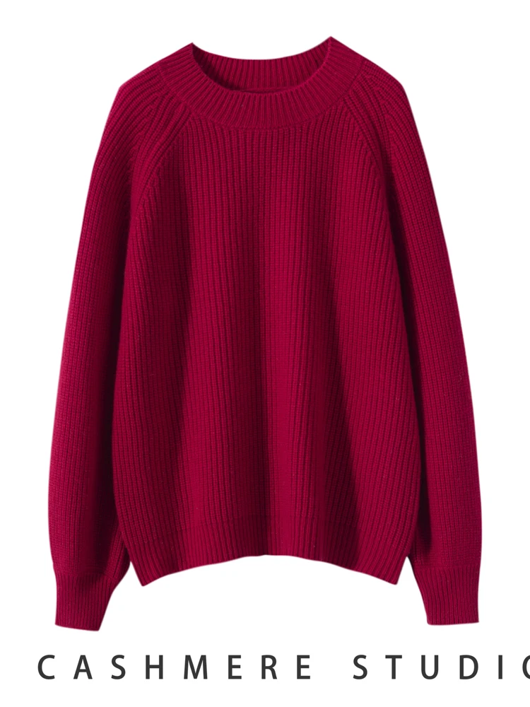Women's O-neck Pullover Sweater 100% Cashmere Knitwear Tops Autumn Winter Raglan Sleeve Thick Warm Korean Style Female Clothing
Women's O-neck Pullover Sweater 100% Cashmere Knitwear Tops Autumn Winter Raglan Sleeve Thick Warm Korean Style Female Clothing