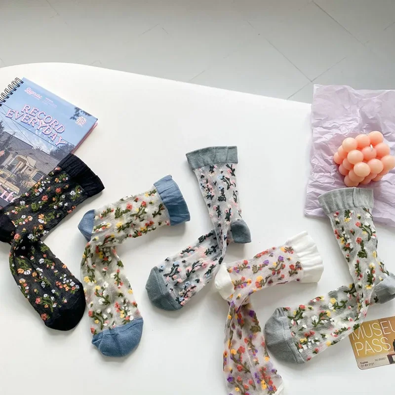 5 Pairs Women's Thin Summer Socks Novelty Color Fashion Transparent Breathable Style Flower Socks Girls Modern Ladies Stockings
5 Pairs Women's Thin Summer Socks Novelty Color Fashion Transparent Breathable Style Flower Socks Girls Modern Ladies Stockings