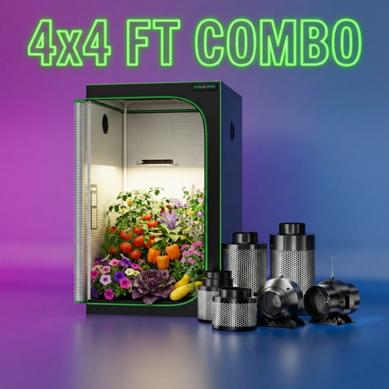48"x48"x80" Grow Tent with Optional 100W LED Grow Light, 4"/6" Inline Fan, 4"/6" Carbon Filter, or 4"/6" Fan-Filter Combo
48"x48"x80" Grow Tent with Optional 100W LED Grow Light, 4"/6" Inline Fan, 4"/6" Carbon Filter, or 4"/6" Fan-Filter Combo