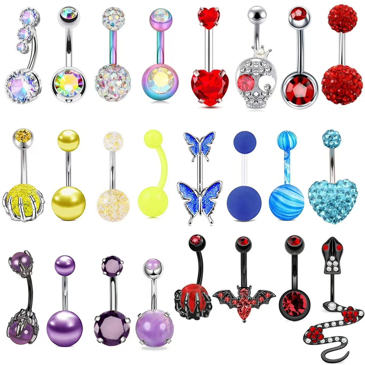 4PCS/Lot Surgical Steel Crystal Belly Button Piercing Set 14G Heart Belly Piercing Pack CZ Navel Ring Set Cute Belly Bar Bulk
4PCS/Lot Surgical Steel Crystal Belly Button Piercing Set 14G Heart Belly Piercing Pack CZ Navel Ring Set Cute Belly Bar Bulk